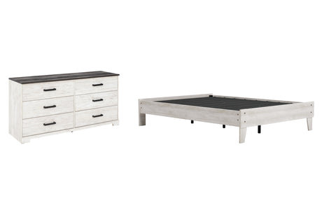 Shawburn Full Platform Bed with Dresser in Whitewash from Ashley - Luna Furniture
