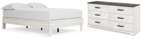 Shawburn Full Platform Bed with Dresser in Whitewash from Ashley - Luna Furniture