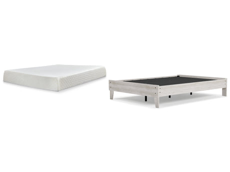 Shawburn Full Platform Bed with Mattress in Whitewash from Ashley - Luna Furniture