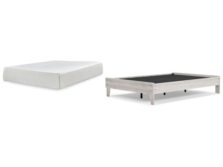 Shawburn Full Platform Bed with Mattress in Whitewash from Ashley - Luna Furniture