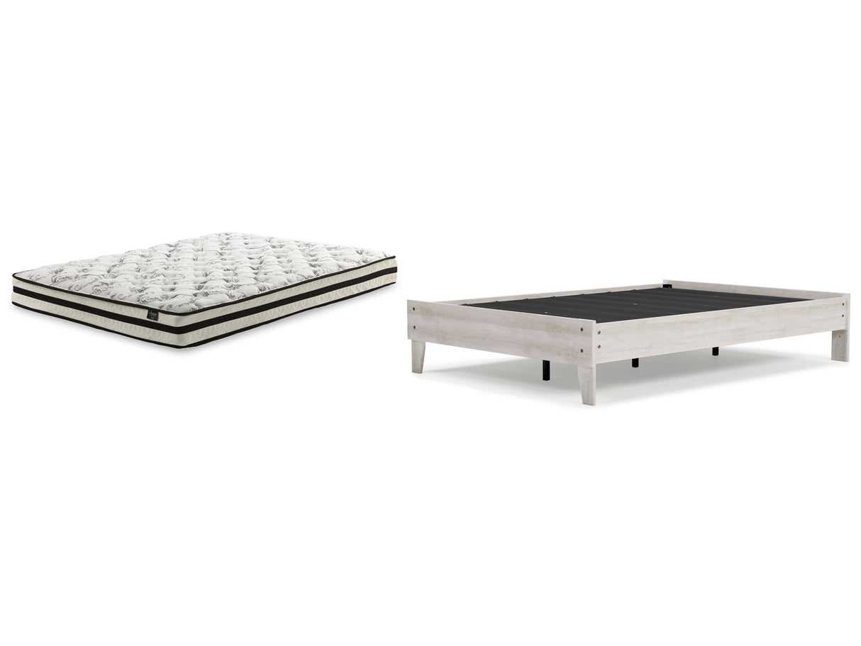 Shawburn Full Platform Bed with Mattress in Whitewash from Ashley Furniture - Luna Furniture