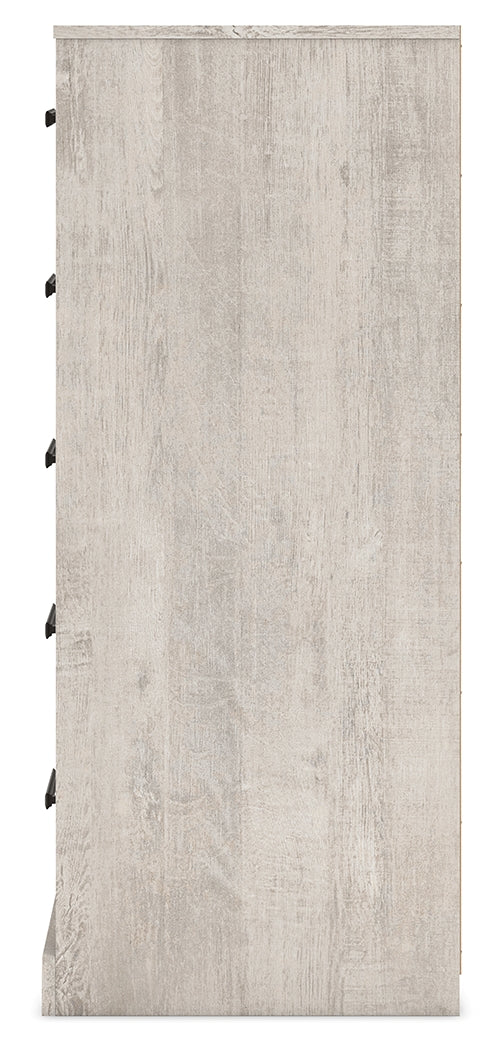 Shawburn Queen Crossbuck Panel Headboard with Dresser, Chest and 2 Nightstands in Whitewash from Ashley - Luna Furniture