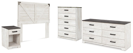 Shawburn Queen Panel Headboard with Dresser, Chest and Nightstand in Whitewash from Ashley - Luna Furniture