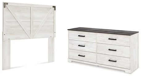 Shawburn Queen Panel Headboard with Dresser in Whitewash from Ashley - Luna Furniture