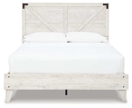 Shawburn Queen Platform Bed with Dresser, Chest and 2 Nightstands in White/Dark Charcoal Gray from Ashley - Luna Furniture