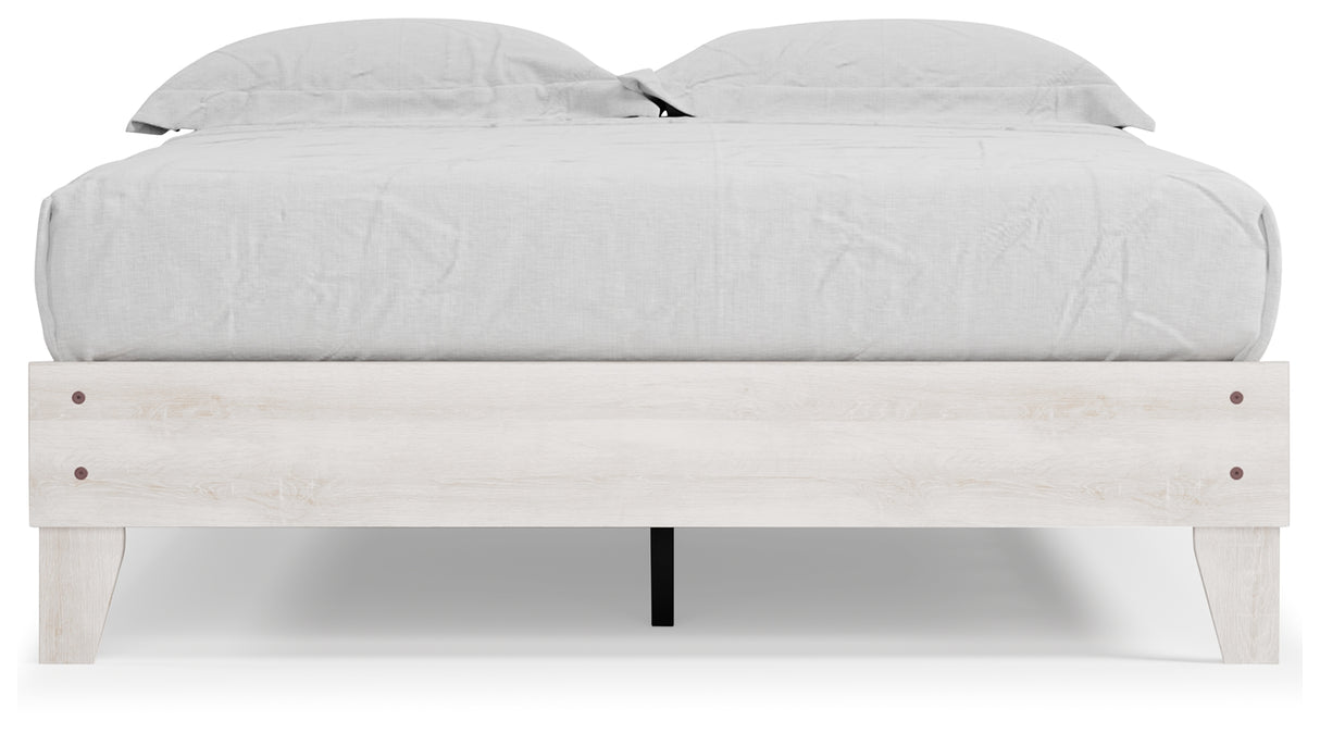 Shawburn Queen Platform Bed with Dresser, Chest and Nightstand in Whitewash from Ashley - Luna Furniture