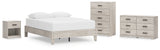 Shawburn Queen Platform Bed with Dresser, Chest and Nightstand in Whitewash from Ashley - Luna Furniture