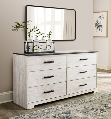 Shawburn Queen Platform Bed with Dresser and 2 Nightstands in Whitewash from Ashley - Luna Furniture