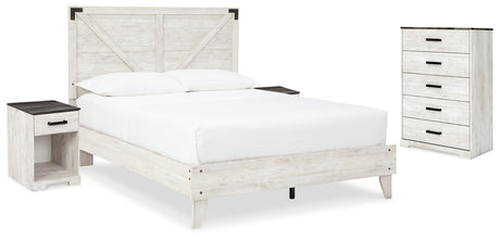 Shawburn Queen Platform Bed with Dresser and Chest in White/Dark Charcoal Gray from Ashley - Luna Furniture