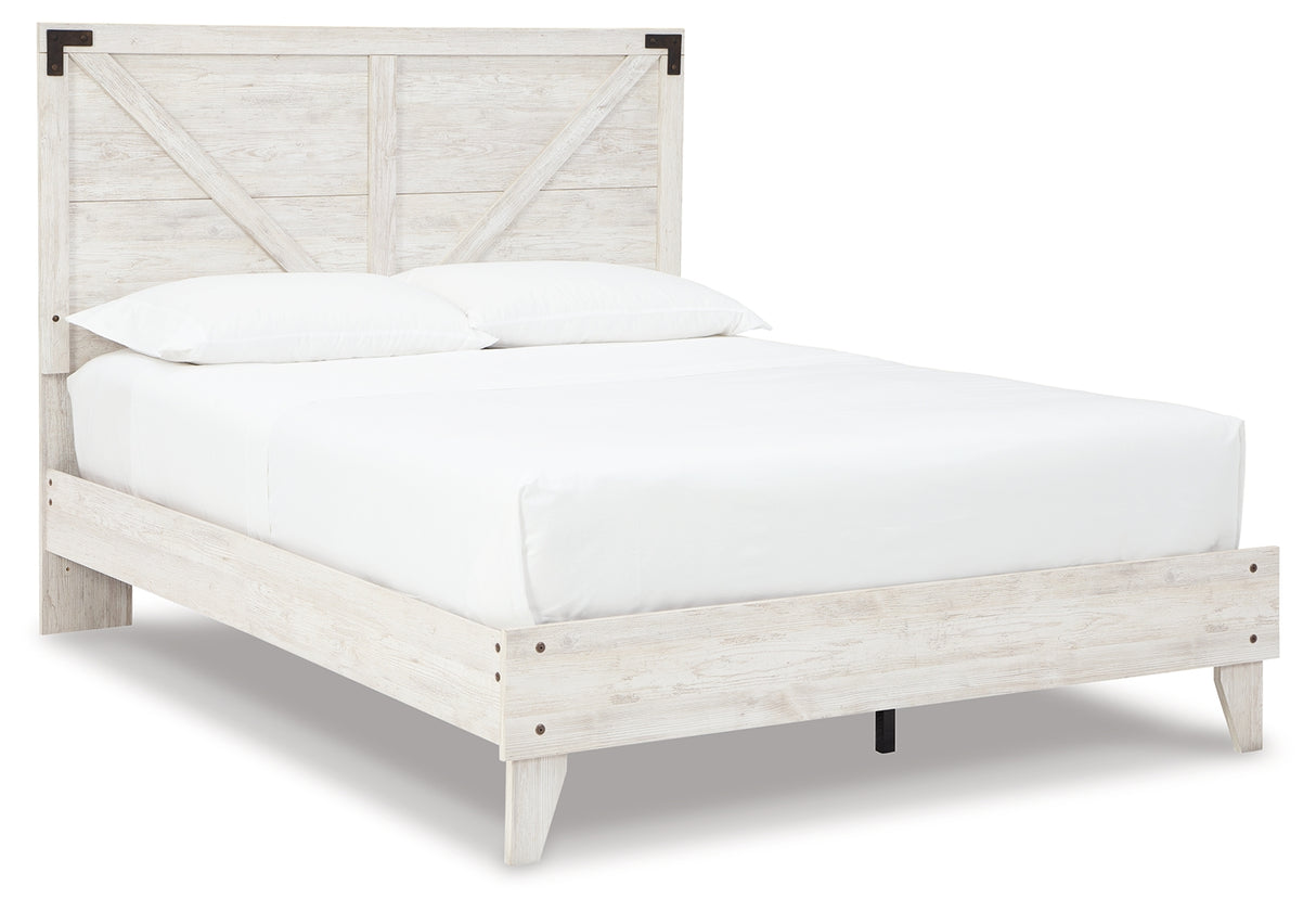 Shawburn Queen Platform Bed with Dresser and Chest in White/Dark Charcoal Gray from Ashley - Luna Furniture