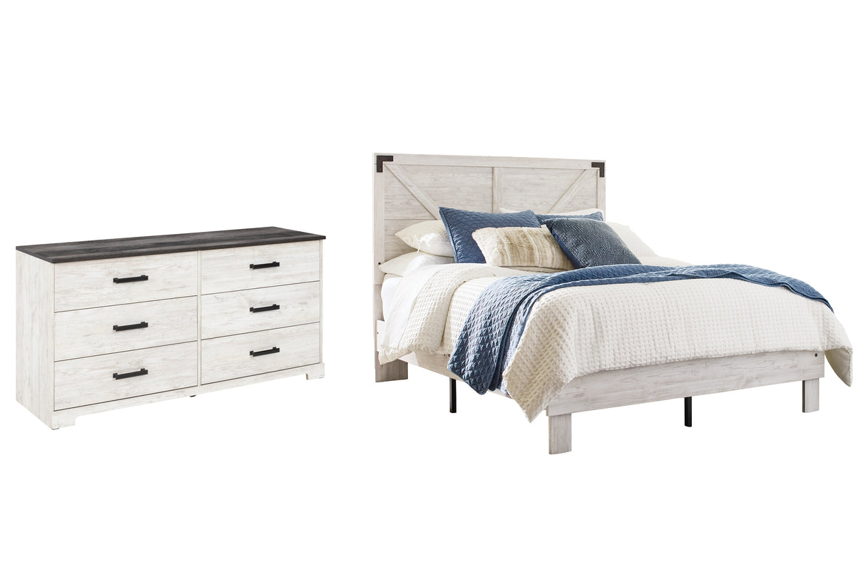 Shawburn Queen Platform Bed with Dresser in White/Dark Charcoal Gray from Ashley - Luna Furniture