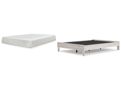 Shawburn Queen Platform Bed with Mattress in Whitewash from Ashley - Luna Furniture