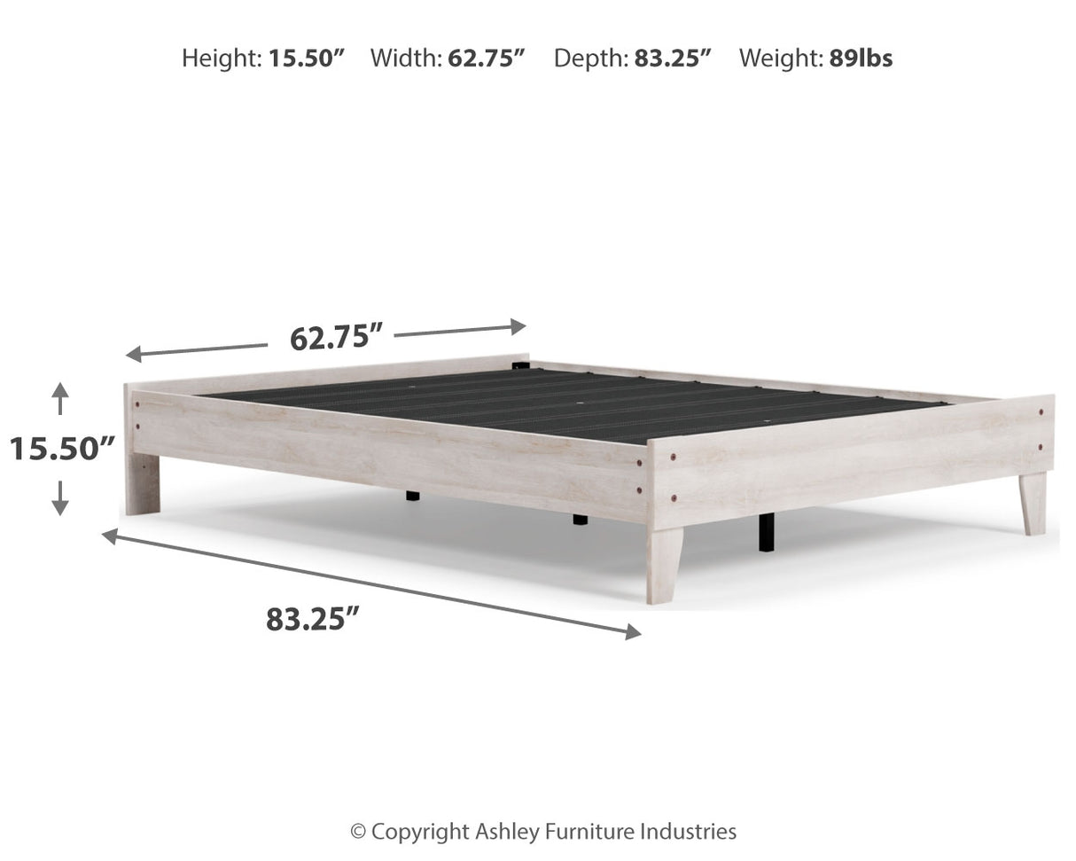 Shawburn Queen Platform Bed with Mattress in Whitewash from Ashley Furniture - Luna Furniture
