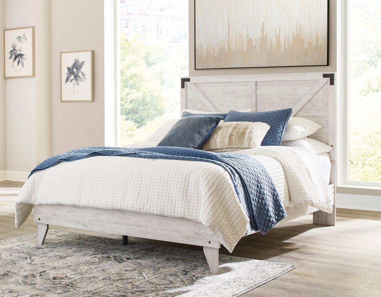 Shawburn Whitewash Crossbuck/Charcoal Gray Platform Bedroom Set from Ashley - Luna Furniture