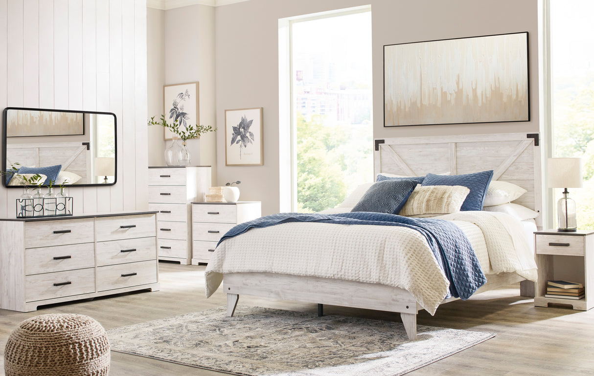 Shawburn Whitewash Crossbuck/Charcoal Gray Youth Platform Bedroom Set from Ashley - Luna Furniture