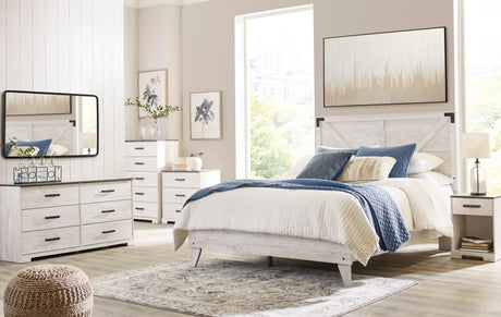 Shawburn Whitewash Crossbuck/Charcoal Gray Platform Bedroom Set from Ashley - Luna Furniture