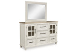 Shaybrock Antique White/Brown Dresser and Mirror from Ashley Furniture - Luna Furniture