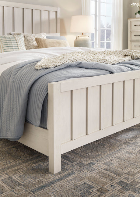Shaybrock Antique White King Panel Bed from Ashley - Luna Furniture