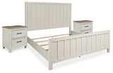 Shaybrock California King Panel Bed with 2 Nightstands in Antique White from Ashley - Luna Furniture