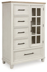 Shaybrock King Panel Bed with Mirrored Dresser, Chest and 2 Nightstands in Antique White from Ashley - Luna Furniture