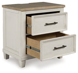 Shaybrock Queen Panel Bed with 2 Nightstands in Antique White from Ashley - Luna Furniture