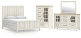 Shaybrock Queen Panel Bed with Mirrored Dresser and Chest in Antique White from Ashley - Luna Furniture