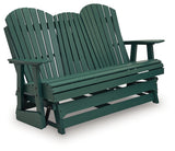 Shell Beach Green Outdoor Loveseat Glider from Ashley Furniture - Luna Furniture