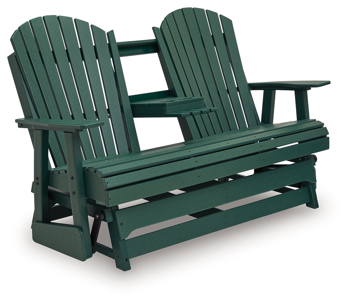 Shell Beach Green Outdoor Loveseat Glider from Ashley Furniture - Luna Furniture