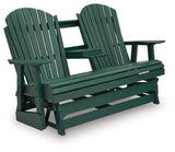 Shell Beach Green Outdoor Loveseat Glider from Ashley Furniture - Luna Furniture