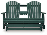Shell Beach Green Outdoor Loveseat Glider from Ashley Furniture - Luna Furniture
