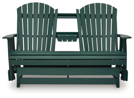 Shell Beach Green Outdoor Loveseat Glider from Ashley - Luna Furniture