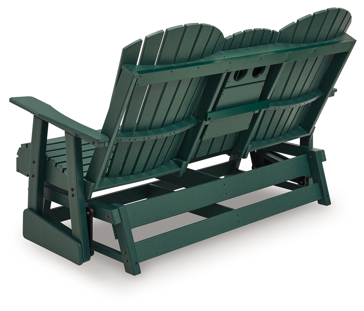 Shell Beach Green Outdoor Loveseat Glider from Ashley Furniture - Luna Furniture