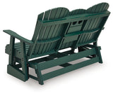 Shell Beach Green Outdoor Loveseat Glider from Ashley Furniture - Luna Furniture