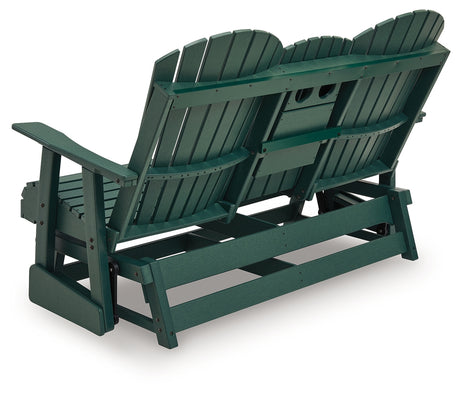 Shell Beach Green Outdoor Loveseat Glider from Ashley - Luna Furniture