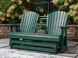 Shell Beach Green Outdoor Loveseat Glider from Ashley Furniture - Luna Furniture