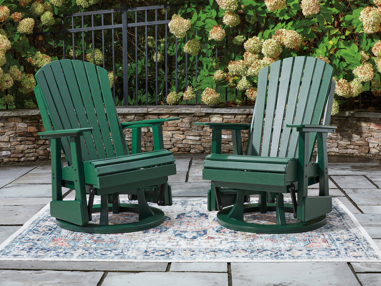 Shell Beach Green Outdoor Swivel Glider Chair from Ashley Furniture - Luna Furniture