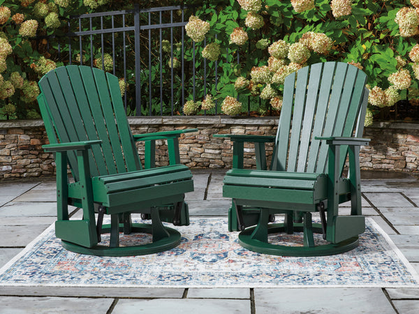 Shell Beach Green Outdoor Swivel Glider Chair