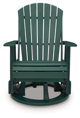 Shell Beach Green Outdoor Swivel Glider Chair from Ashley Furniture - Luna Furniture