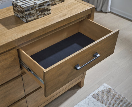 Sherbana Light Brown Dresser and Mirror from Ashley - Luna Furniture