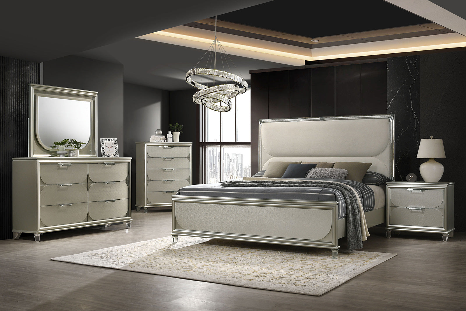 Sheridan Silver, Dark Walnut/White Queen Bed – Luna Furniture