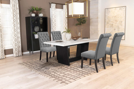 Sherry Gray 5-Piece Rectangular Marble Top Dining Table Set from Coaster - Luna Furniture