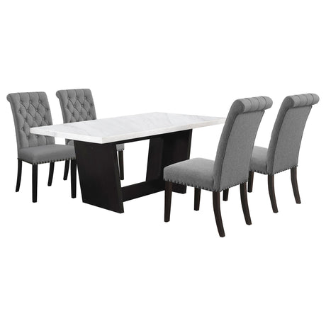 Sherry Gray 5-Piece Rectangular Marble Top Dining Table Set from Coaster - Luna Furniture