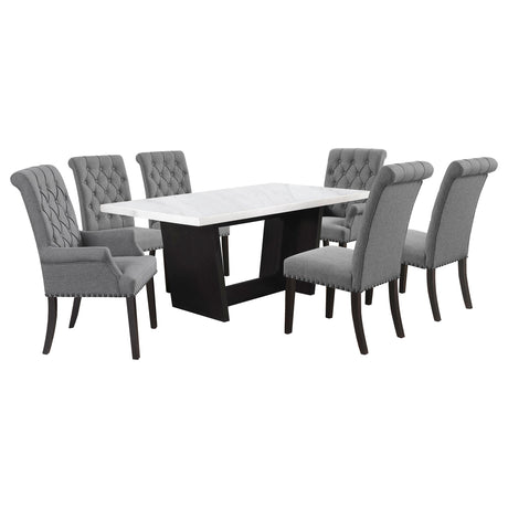 Sherry Gray 7-Piece Rectangular Marble Top Dining Table Set from Coaster - Luna Furniture