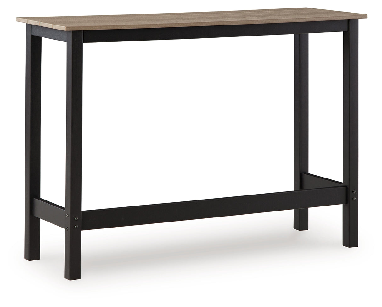 Shoreline Beach Black/Beige Outdoor Counter Table and 2 Barstools from Ashley Furniture - Luna Furniture
