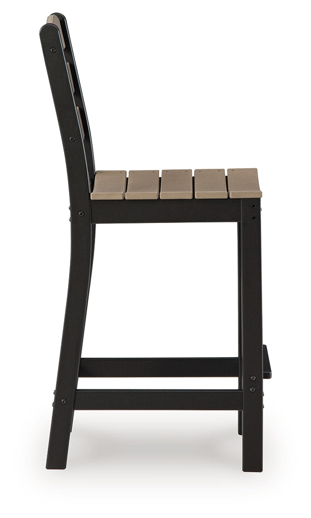 Shoreline Beach Black/Beige Outdoor Counter Table and 2 Barstools from Ashley Furniture - Luna Furniture