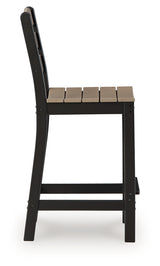Shoreline Beach Black/Beige Outdoor Counter Table and 2 Barstools from Ashley Furniture - Luna Furniture