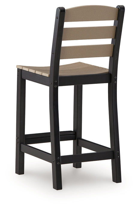 Shoreline Beach Black/Beige Outdoor Counter Table and 2 Barstools from Ashley - Luna Furniture