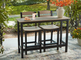 Shoreline Beach Black/Beige Outdoor Counter Table and 2 Barstools from Ashley Furniture - Luna Furniture