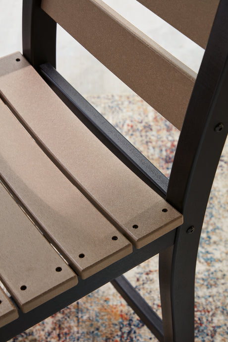 Shoreline Beach Black/Beige Outdoor Counter Table and 2 Barstools from Ashley - Luna Furniture