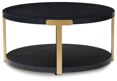 Shylore Black/Brass Finish Table (Set of 3) from Ashley - Luna Furniture